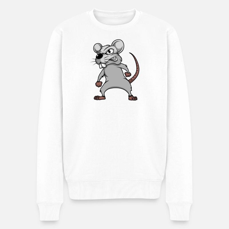 Maus Mäuse Mausi Mäuschen Ratte Nagetier Haustier - Männer Premium Bio Pullover - Weiß