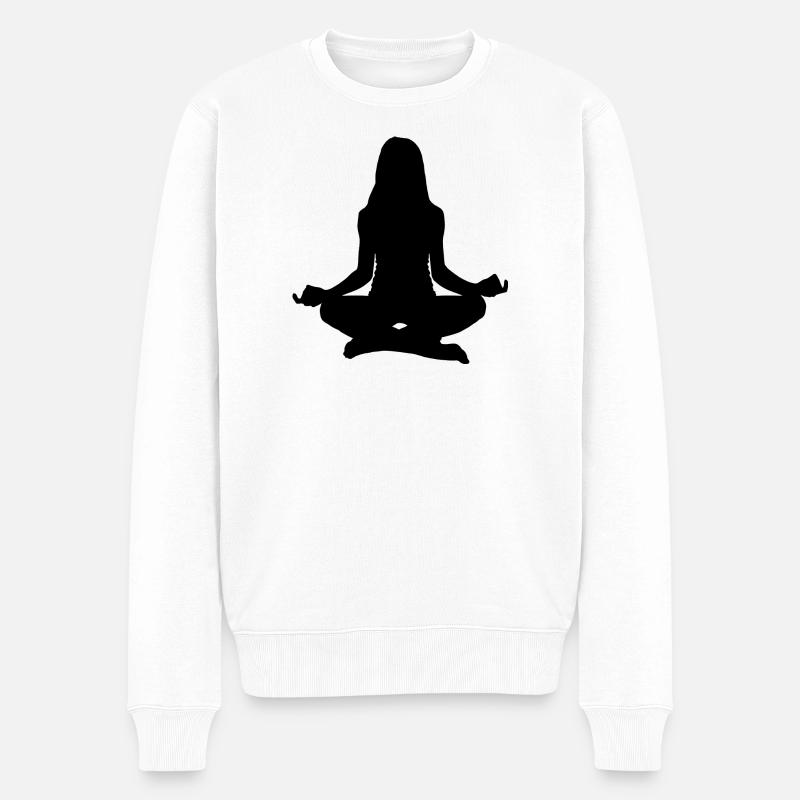 Meditieren - Männer Premium Bio Pullover - Weiß