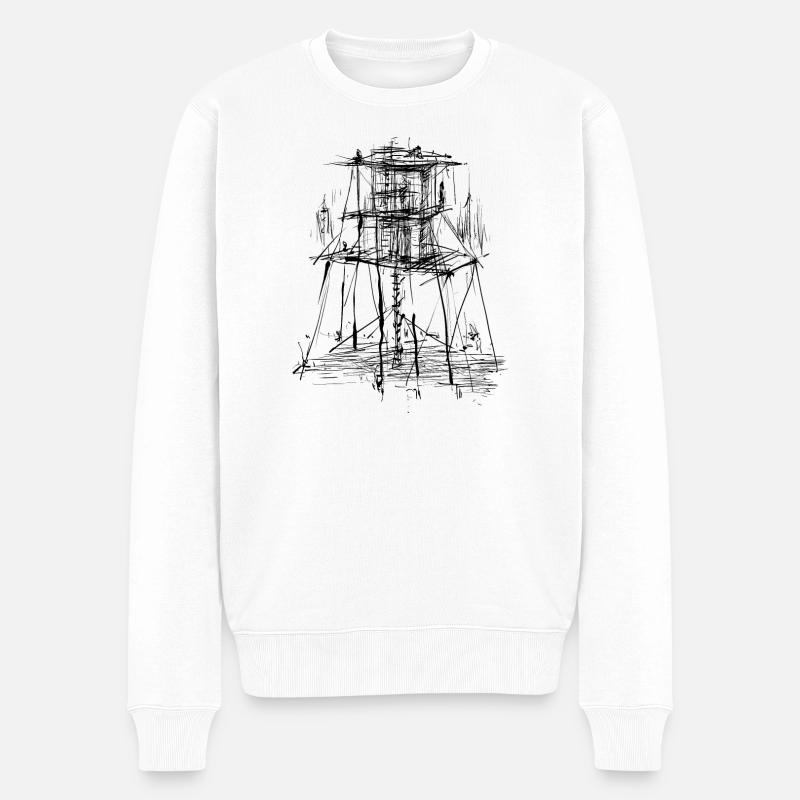 Architektur Turm - Männer Premium Bio Pullover - Weiß