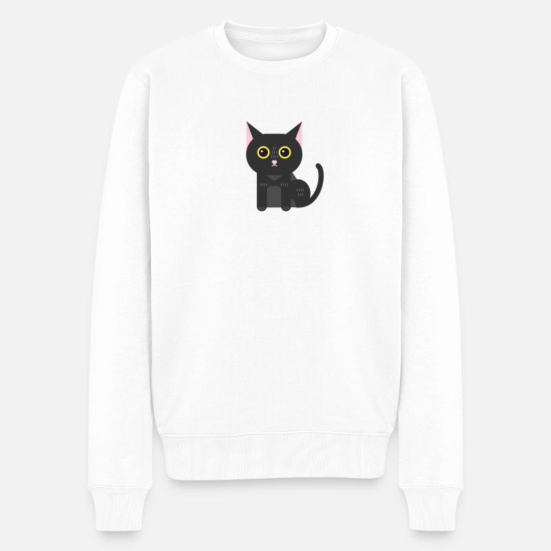 Chat noir chaton chat - Pull Premium bio Homme - blanc