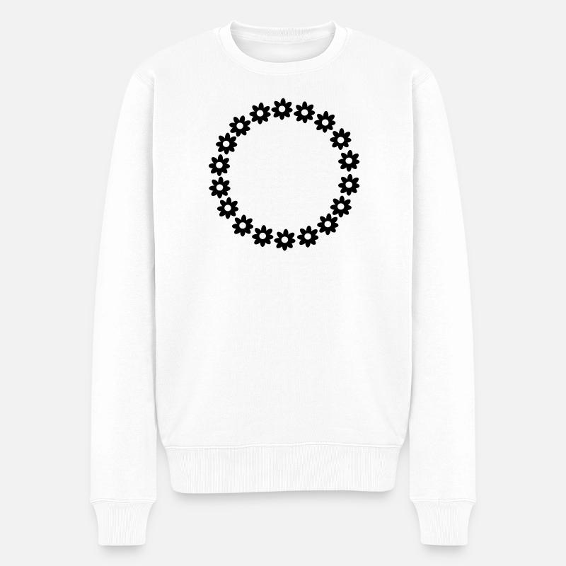 Blume Kreis - Männer Premium Bio Pullover - Weiß