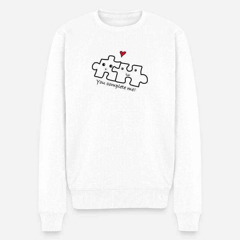 Liebe Beziehung Pärchen - Männer Premium Bio Pullover - Weiß