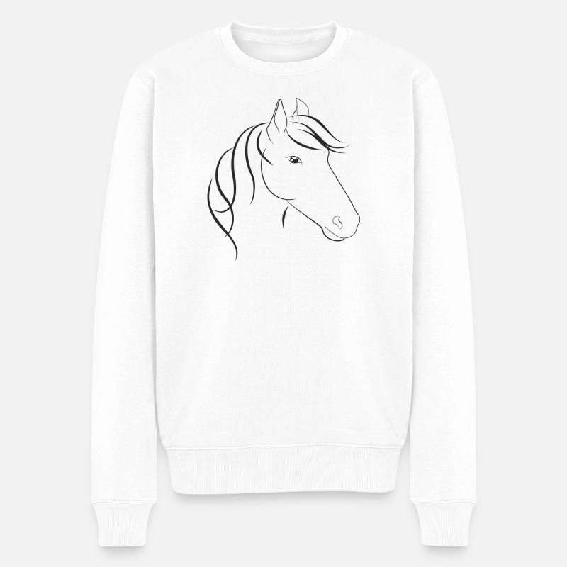 Tête de cheval avec cheval Maehne - Pull Premium bio Homme - blanc