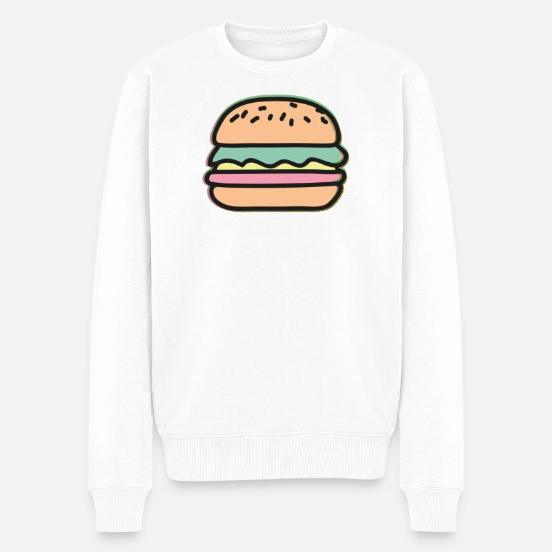 Burger Illustration - Männer Premium Bio Pullover - Weiß