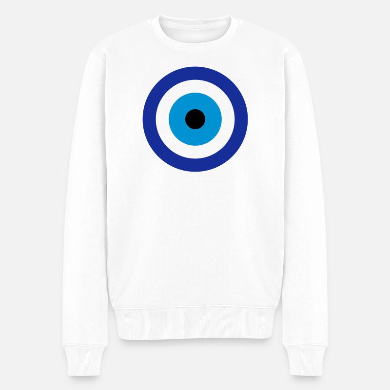 Blaues böses Auge - Männer Premium Bio Pullover - Weiß