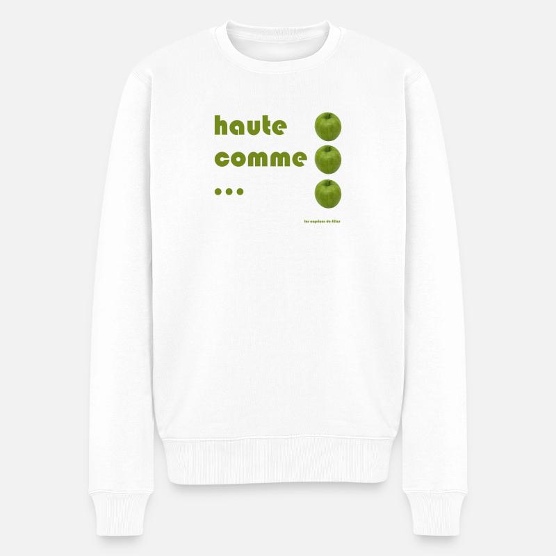 hoch wie 3 Äpfel - Männer Premium Bio Pullover - Weiß