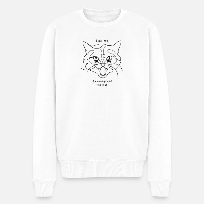 Chats Meme - Pee - Pull Premium bio Homme - blanc