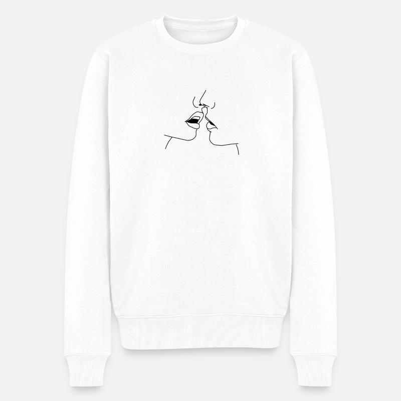 Baiser baiser amour amour - Pull Premium bio Homme - blanc