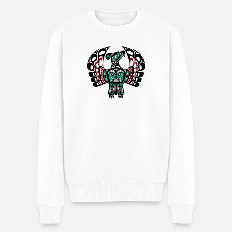 Northwest Pacific coast Haida art Thunderbird - Männer Premium Bio Pullover - Weiß