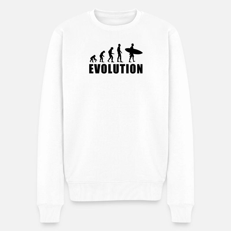 EVOLUTION Surf Schwimmen Meer Urlaub Geschenk - Männer Premium Bio Pullover - Weiß