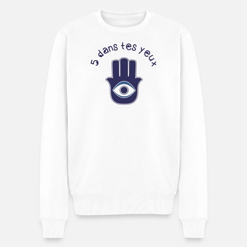 Khamsa: 5 in deinen Augen! - Männer Premium Bio Pullover - Weiß