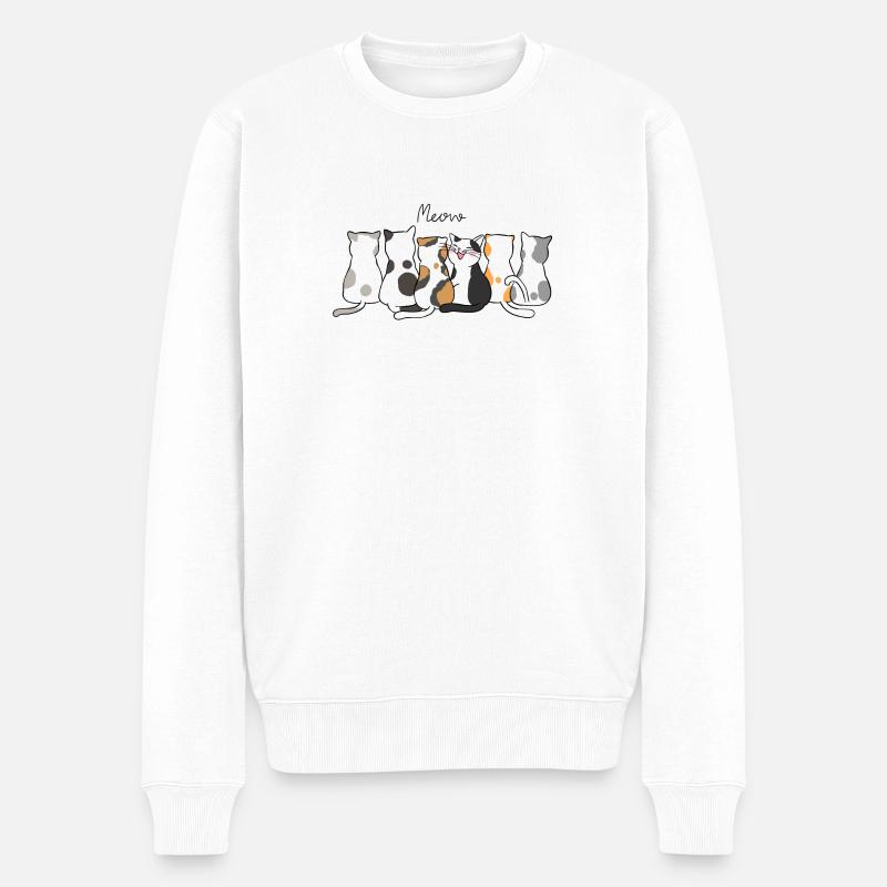 Katzenkreis der Calico-Freunde - Männer Premium Bio Pullover - Weiß