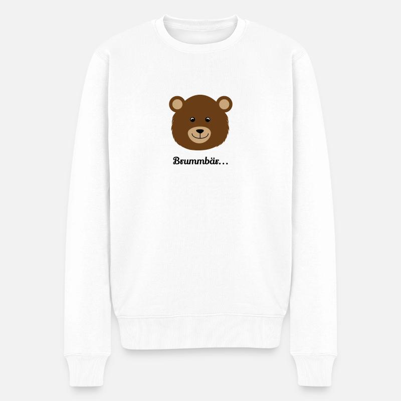 Tête d’ours brun dessin animé - Pull Premium bio Homme - blanc