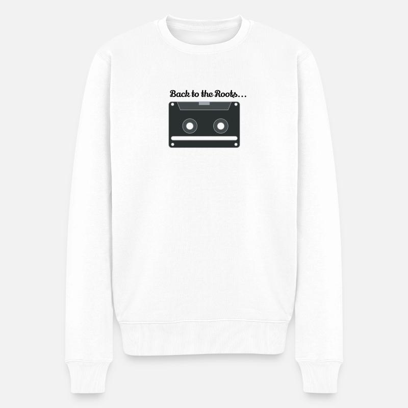 Kassette Gesicht Retro - Männer Premium Bio Pullover - Weiß