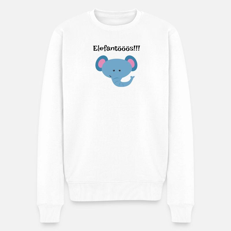 Blauer Elefantenkopf Kindershirt - Männer Premium Bio Pullover - Weiß
