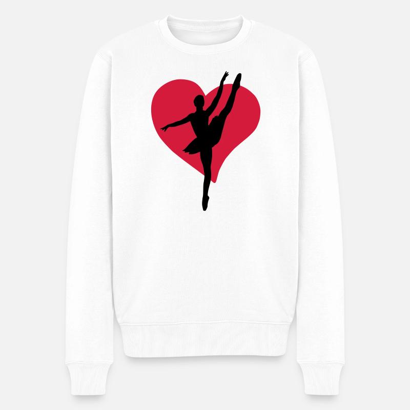 I love ballet - Ich liebe Ballett - Männer Premium Bio Pullover - Weiß