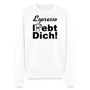 Espresso Kaffee Spruch lustig Geschenk - Männer Premium Bio Pullover - Weiß - Vorne - Thijin (182cm)