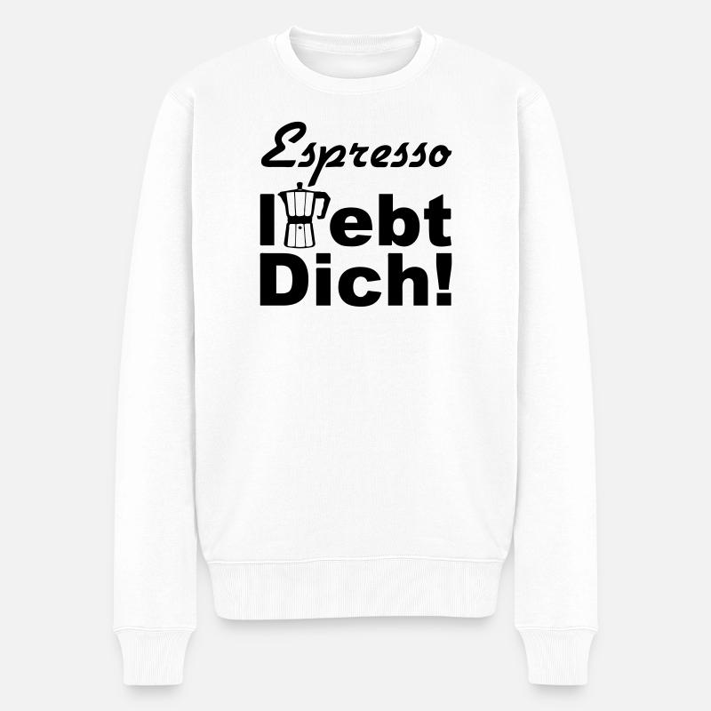 Espresso Kaffee Spruch lustig Geschenk - Männer Premium Bio Pullover - Weiß