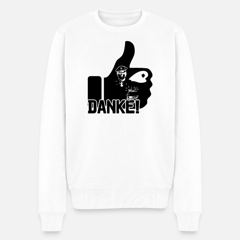 Danke Polizei Polizist Polizisten Spruch Geschenk - Männer Premium Bio Pullover - Weiß
