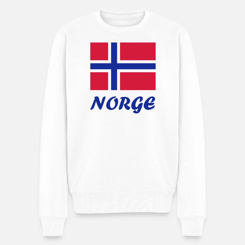 Norwegische Flagge - Männer Premium Bio Pullover - Weiß