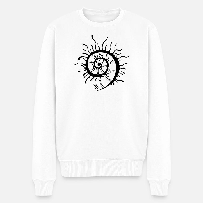 Großes Feuerrad, Muschel, Sommer - Männer Premium Bio Pullover - Weiß