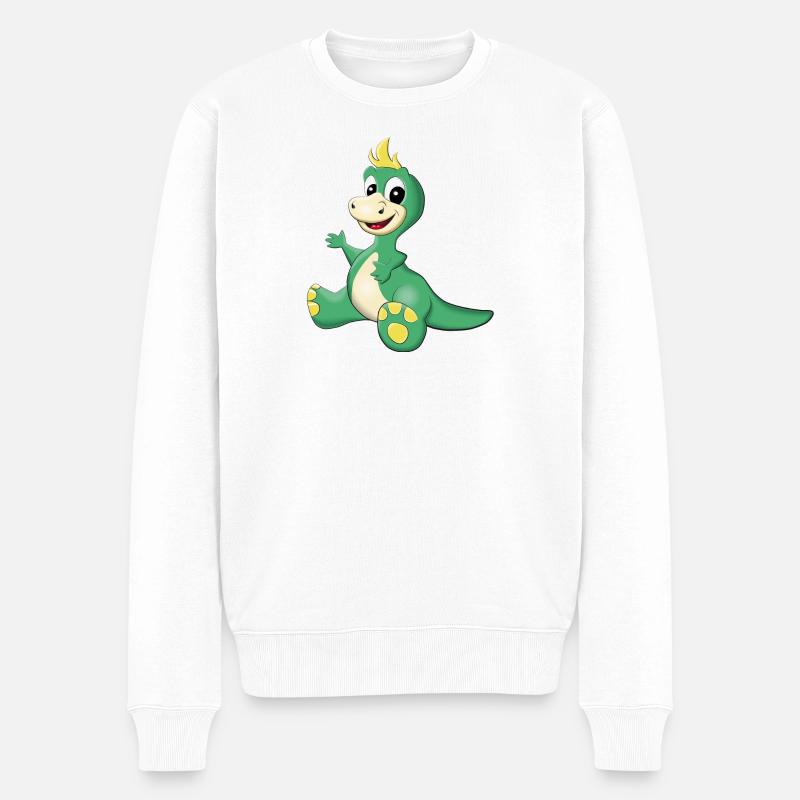 sitzender süßer Dino - Männer Premium Bio Pullover - Weiß