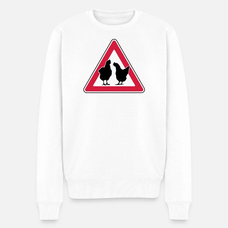 Poulet du soir Poulet attention poules élevées en liberté - Pull Premium bio Homme - blanc