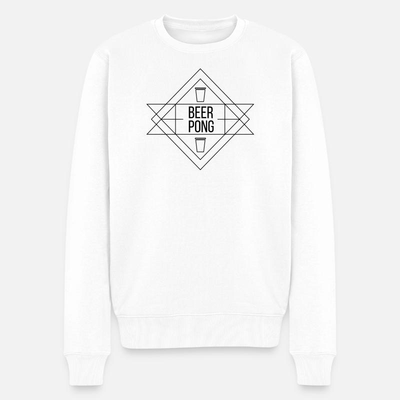 Beer Pong Crest - Männer Premium Bio Pullover - Weiß
