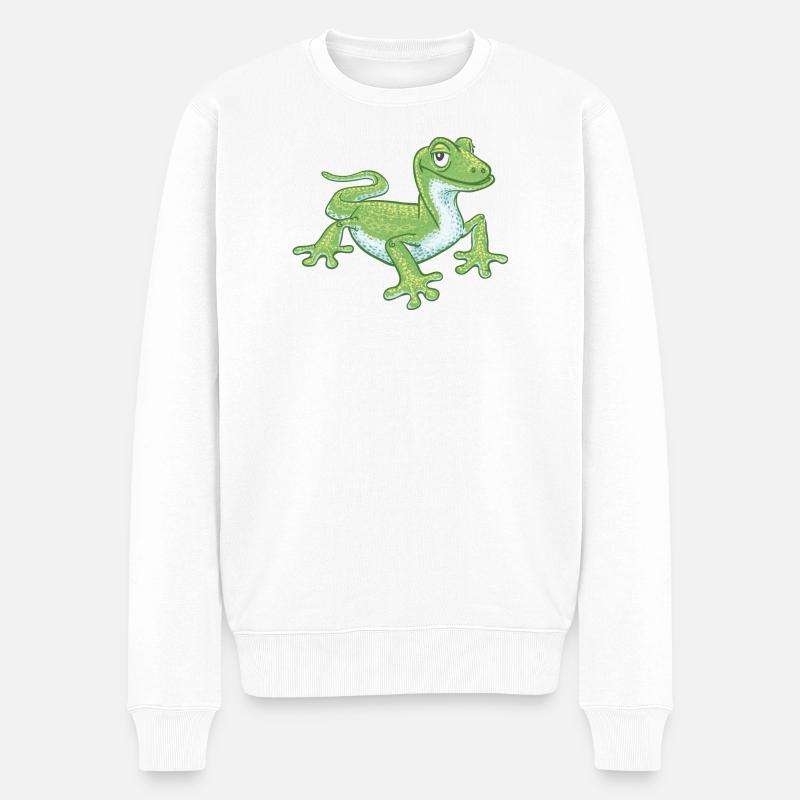 gecko vert - Pull Premium bio Homme - blanc