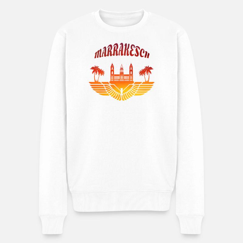 Palais de Marrakech avec palmes / cadeau Afrique du Nord - Pull Premium bio Homme - blanc