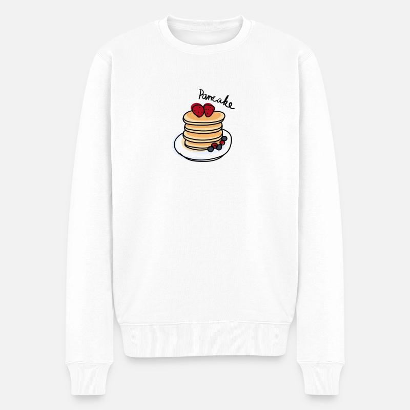 Pancake & Berries – Frühstück Fan Shirt - Männer Premium Bio Pullover - Weiß