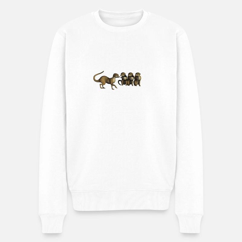 Lustige Erdmännchen - Männer Premium Bio Pullover - Weiß