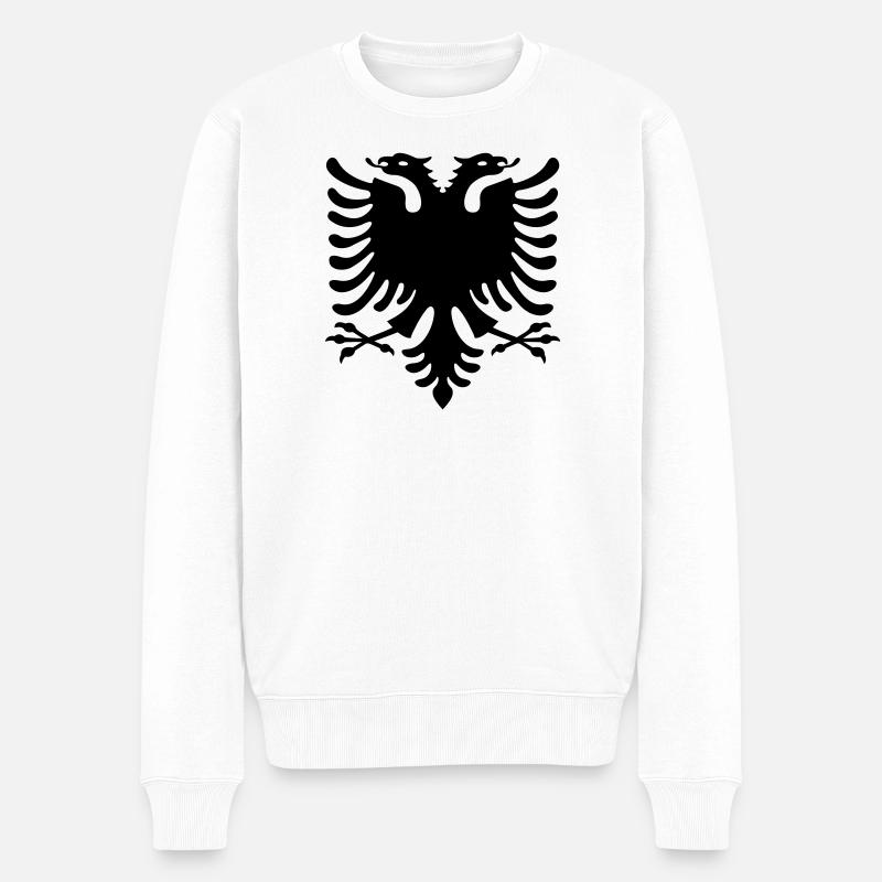 Shqiponja - Doppelkopf Adler - Pull Premium bio Homme - blanc