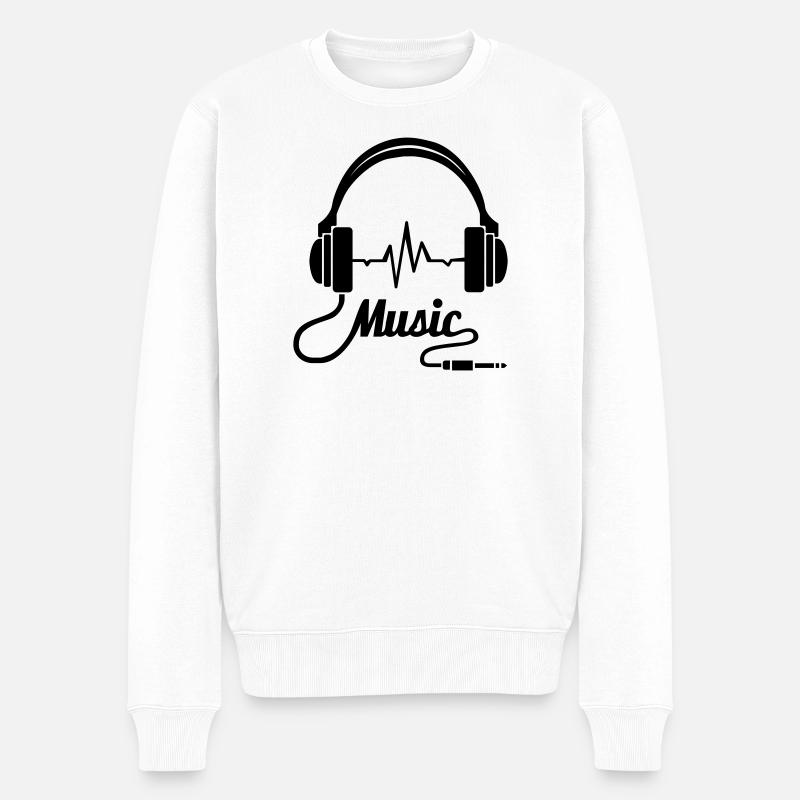 Ohrhörer Musik! - Männer Premium Bio Pullover - Weiß