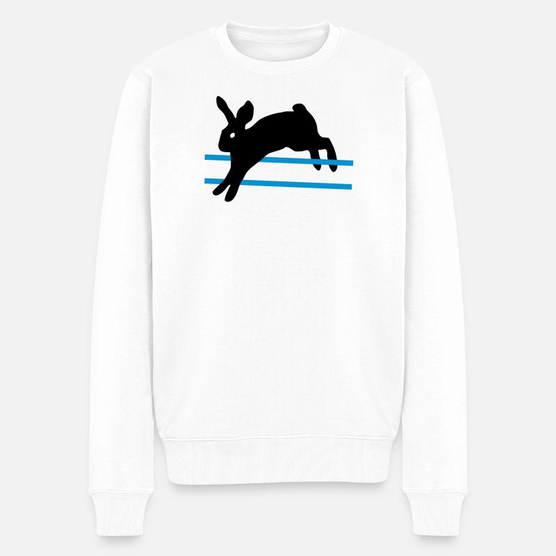Un lapin sautant - Pull Premium bio Homme - blanc