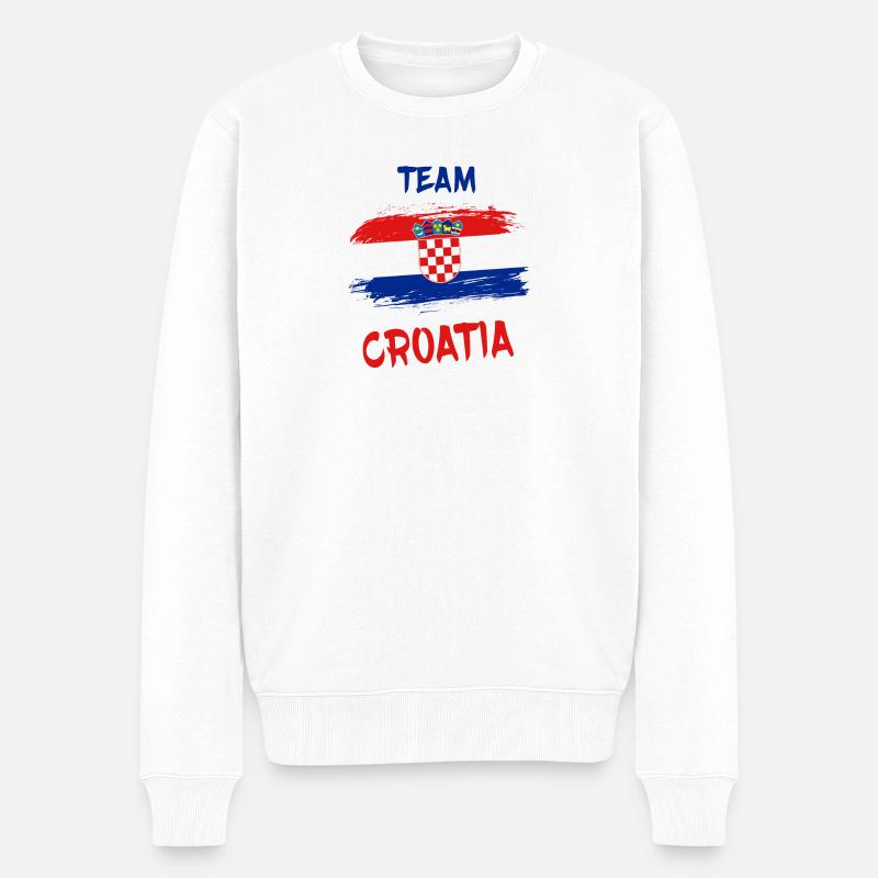 Team Kroatien / Croatia Geschenk Zagreb Flagge - Männer Premium Bio Pullover - Weiß