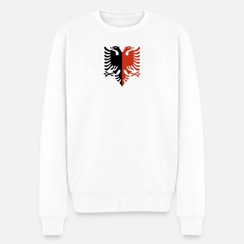 Albanischer Adler Rot-Schwarz „Dualer Stolz“ - Männer Premium Bio Pullover - Weiß