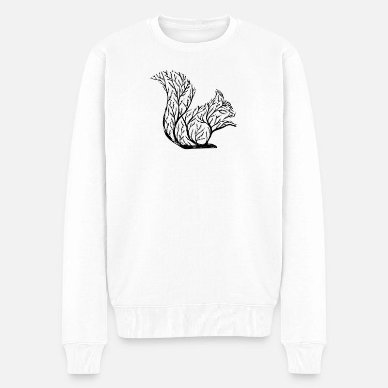 Kunstvolles Eichhörnchen - Männer Premium Bio Pullover - Weiß