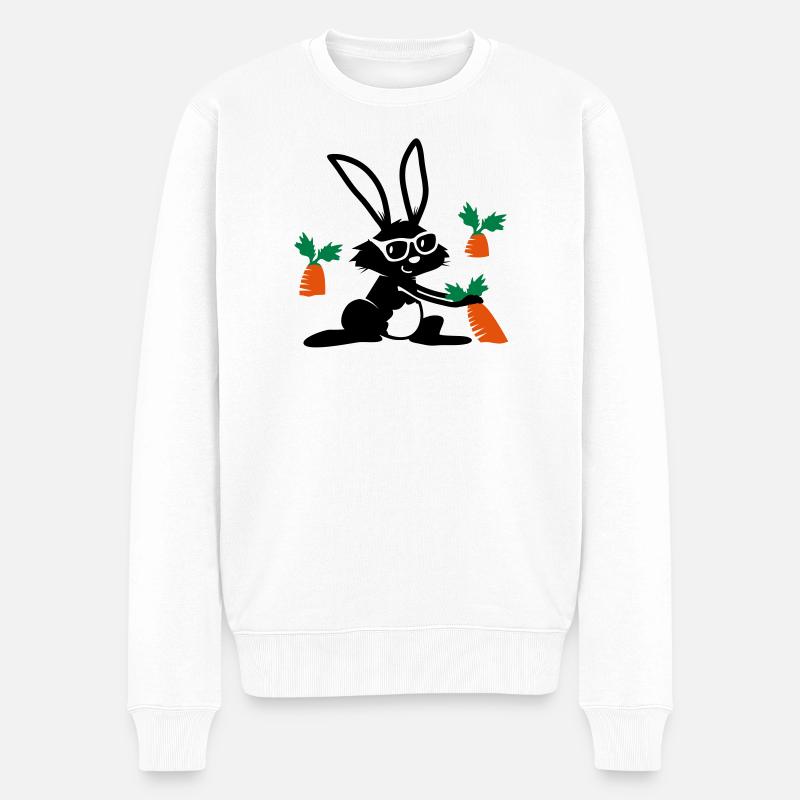 Le lapin tire une carotte de terre - Pull Premium bio Homme - blanc
