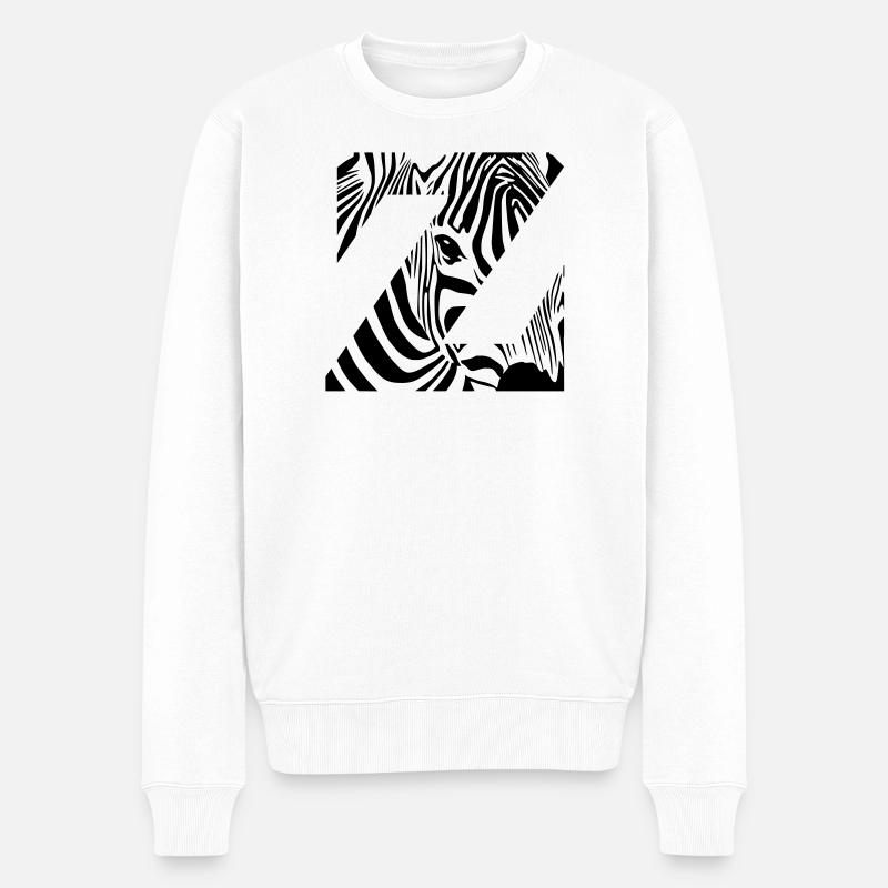 Zebra Mix Mono Black - Männer Premium Bio Pullover - Weiß
