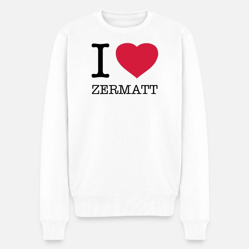 I LOVE ZERMATT - Männer Premium Bio Pullover - Weiß