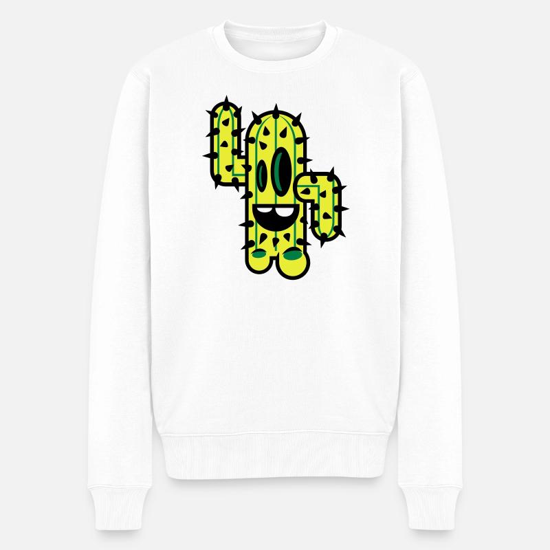 kaktus comic natur - Männer Premium Bio Pullover - Weiß