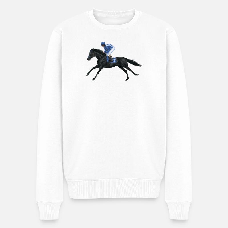 Cheval de race noire - Pull Premium bio Homme - blanc