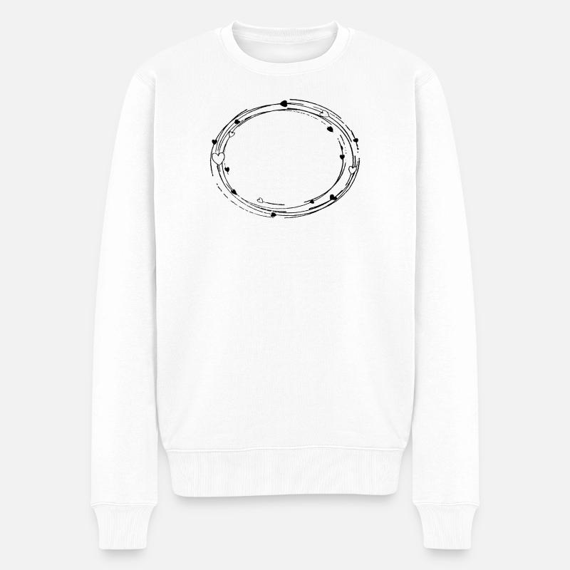 Deko oval mit Herzen - Rahmen Hintergrund - Männer Premium Bio Pullover - Weiß