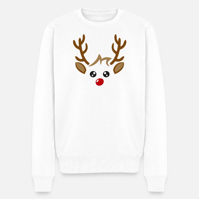 Renne visage garçon noël noël - Pull Premium bio Homme - blanc