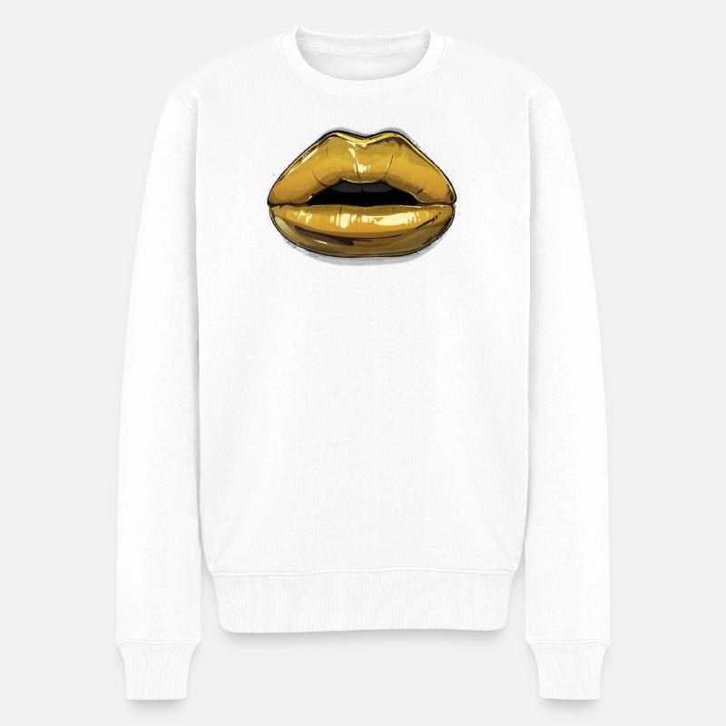 Gold Mund - Männer Premium Bio Pullover - Weiß