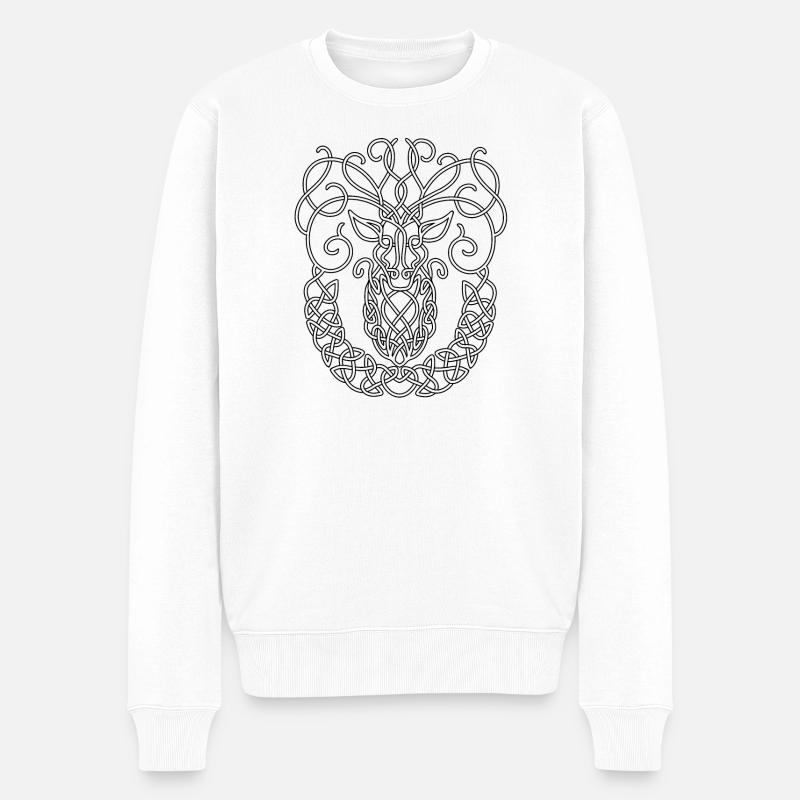 Cerf celtique - Pull Premium bio Homme - blanc