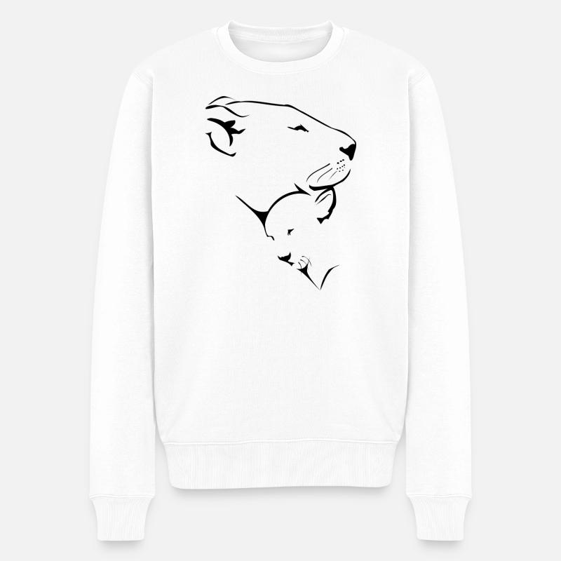 Löwin und ihr Löwe - Männer Premium Bio Pullover - Weiß