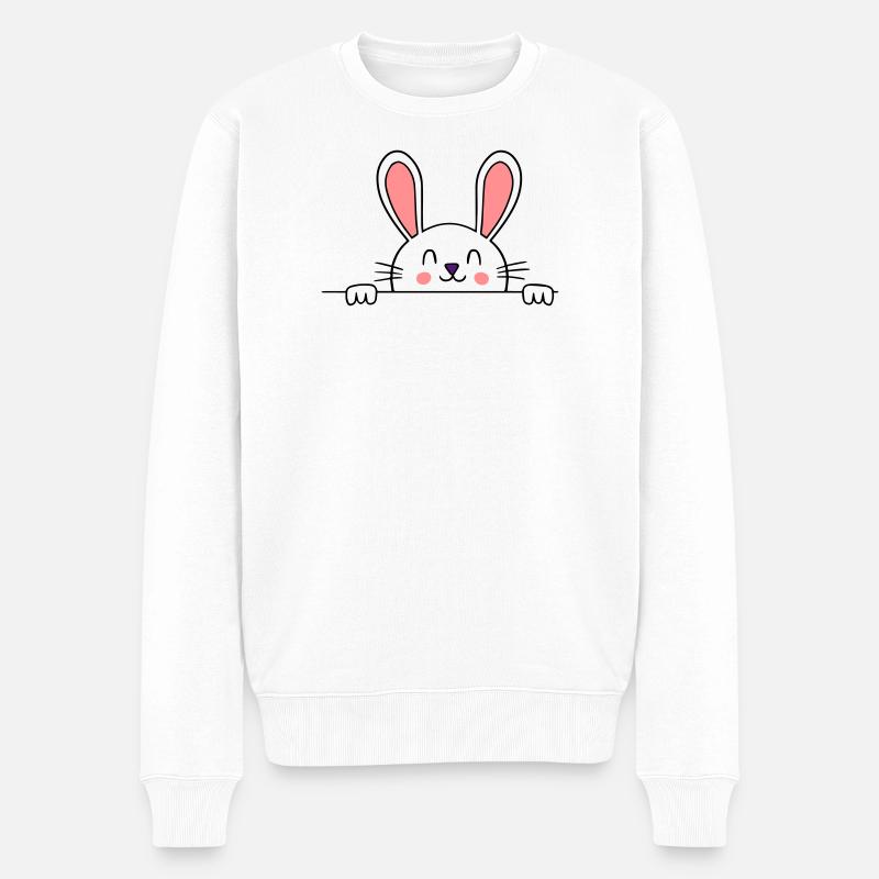 Lapin heureux - Pull Premium bio Homme - blanc