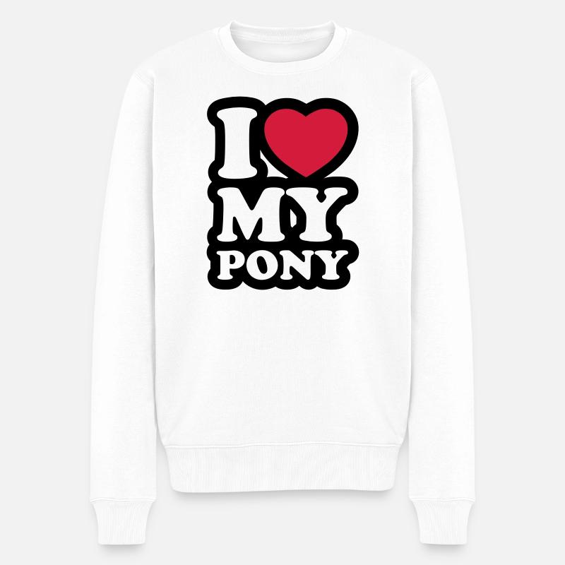 I love my pony - Ich liebe mein Pony - Männer Premium Bio Pullover - Weiß